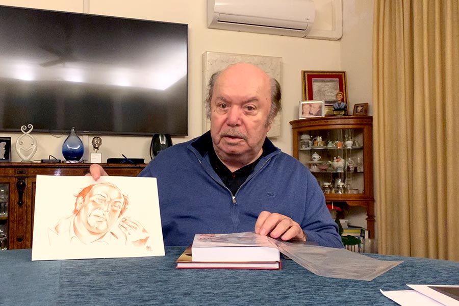 Lino Banfi con l'Illustrazione ad Acquerello di Alberto Baldisserotto